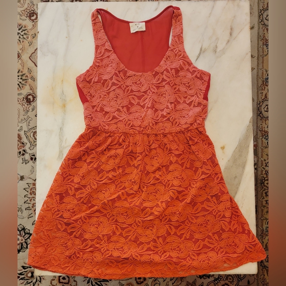Pins & Needles Coral Sleeveless Lace Dress